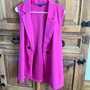 Wearever open front sleeveless blazer pink size large